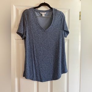 Brand new Athleta animal print blue v-neck cotton shirt.
